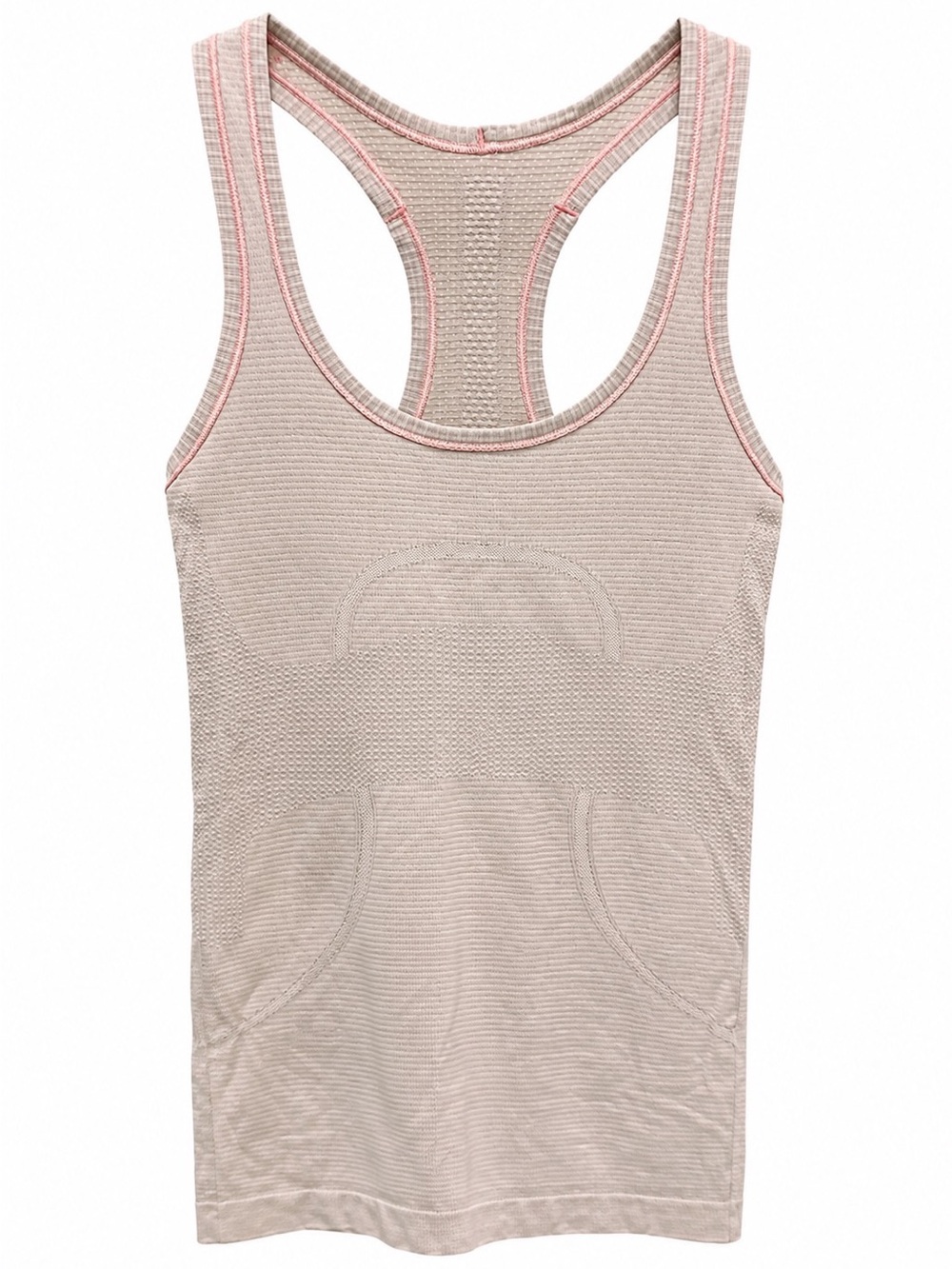 Lululemon Swiftly Tech Racerback Tank Top Beige Pink Trim Size 2